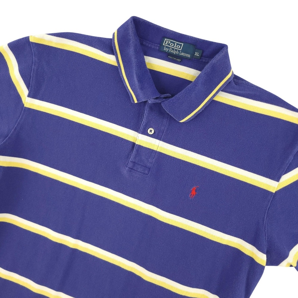 Polo By Ralph Lauren Polo Shirt Mens XL Purple Stripe Cotton Pony Logo Top